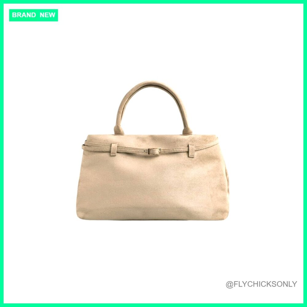 Large Faux Suede Tote Bag With Gold Hardware Slouchy Hobo Satchel Purse